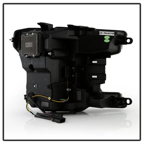 Fits ( Spyder Apex ) Ford F150 2018-2020 Factory Halogen Model Only ( Not Compatible With Factory LED Model ) High-Power LED Module Equipped Headlights - Sequential LED Switchback Turn Signal Lights - LED Crystal Light Bar Parking Lights - Black - Image 12