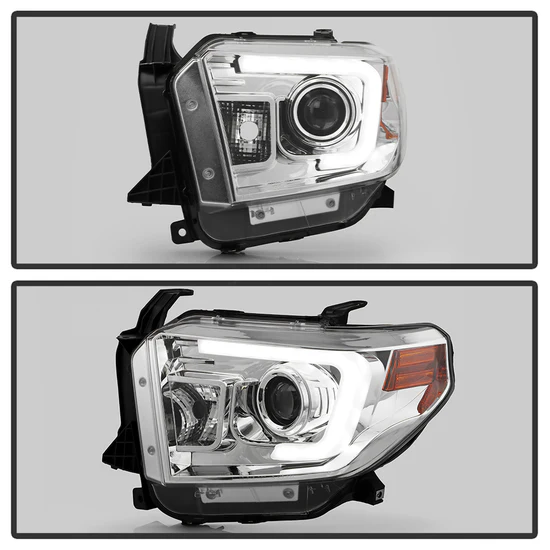 Fits ( Spyder Signature ) Toyota Tundra 2014-2017 / 2018 Tundra ( will only fit SR and SR5 Model ) Projector Headlights - Light Bar DRL - Chrome - Image 2