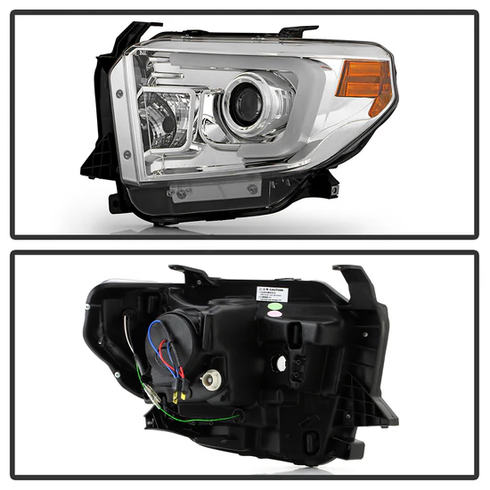 Fits ( Spyder Signature ) Toyota Tundra 2014-2017 / 2018 Tundra ( will only fit SR and SR5 Model ) Projector Headlights - Light Bar DRL - Chrome - Image 10