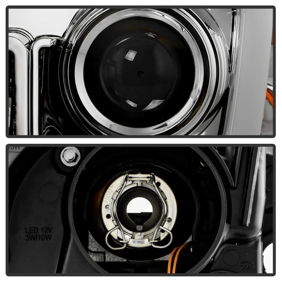 Fits ( Spyder Signature ) Toyota Tundra 2014-2017 / 2018 Tundra ( will only fit SR and SR5 Model ) Projector Headlights - Light Bar DRL - Chrome - Image 9