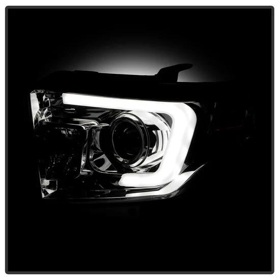 Fits ( Spyder Signature ) Toyota Tundra 2014-2017 / 2018 Tundra ( will only fit SR and SR5 Model ) Projector Headlights - Light Bar DRL - Chrome - Image 4
