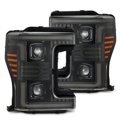 Fits 17-19 Ford Super Duty MKII LUXX-Series LED Projector Headlights Alpha-Black