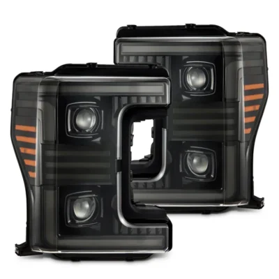 Fits 17-19 Ford Super Duty MKII PRO-Series Halogen Projector Headlights Alpha-Black