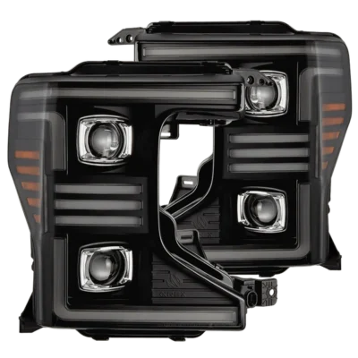Fits 20-22 Ford Super Duty PRO-Series Halogen Projector Headlights Black