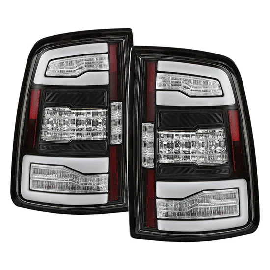 Fits (Spyder Apex) Dodge Ram 2500/3500 HD 2019 - 2024 Factory Incandescent Bulb Tail Lights Model Only (Not Compatible With Factory LED Model /1500 Model/BSM Model) LED Tail Light - Greeting Animation - Sequential Signal Lights - Black
