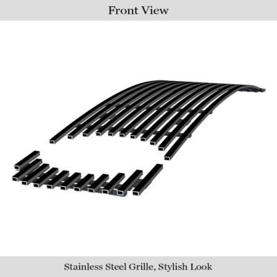 Fits 2005-2009 Ford Mustang GT V8 Main Upper Black Stainless Steel Billet Grille