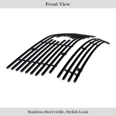 Fits 2005-2009 Ford Mustang V6 Main Upper + Lower Bumper Black Stainless Steel Billet Grille