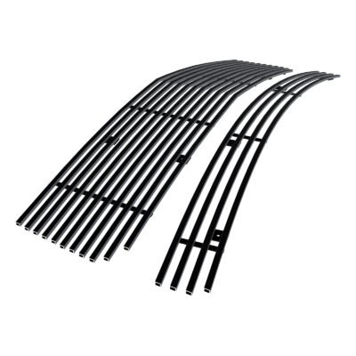 Fits 2005-2009 Ford Mustang V6 Except Pony Package Main Upper + Lower Bumper Black Stainless Steel Billet Grille