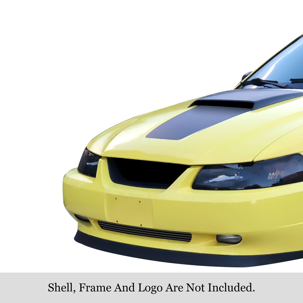 Fits 1999-2004 Ford Mustang Lower Bumper Black Stainless Steel Billet Grille - Image 3