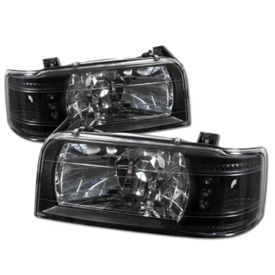 Fits ( Spyder Signature ) Ford F150 92-96 / Ford Bronco 92-96 1PC LED ( Replaceable LEDs ) Crystal Headlights - Black