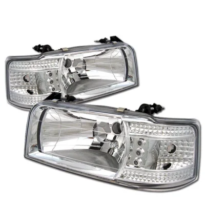 Fits ( Spyder Signature ) Ford F150 92-96 / Ford Bronco 92-96 1PC LED ( Replaceable LEDs ) Crystal Headlights - Chrome