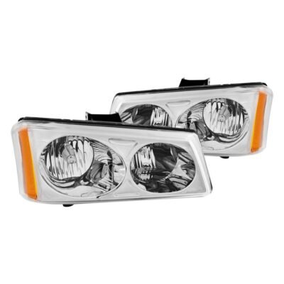 Fits CHEVY SILVERADO / AVALANCHE 03-06 CRYSTAL HEADLIGHTS CHROME