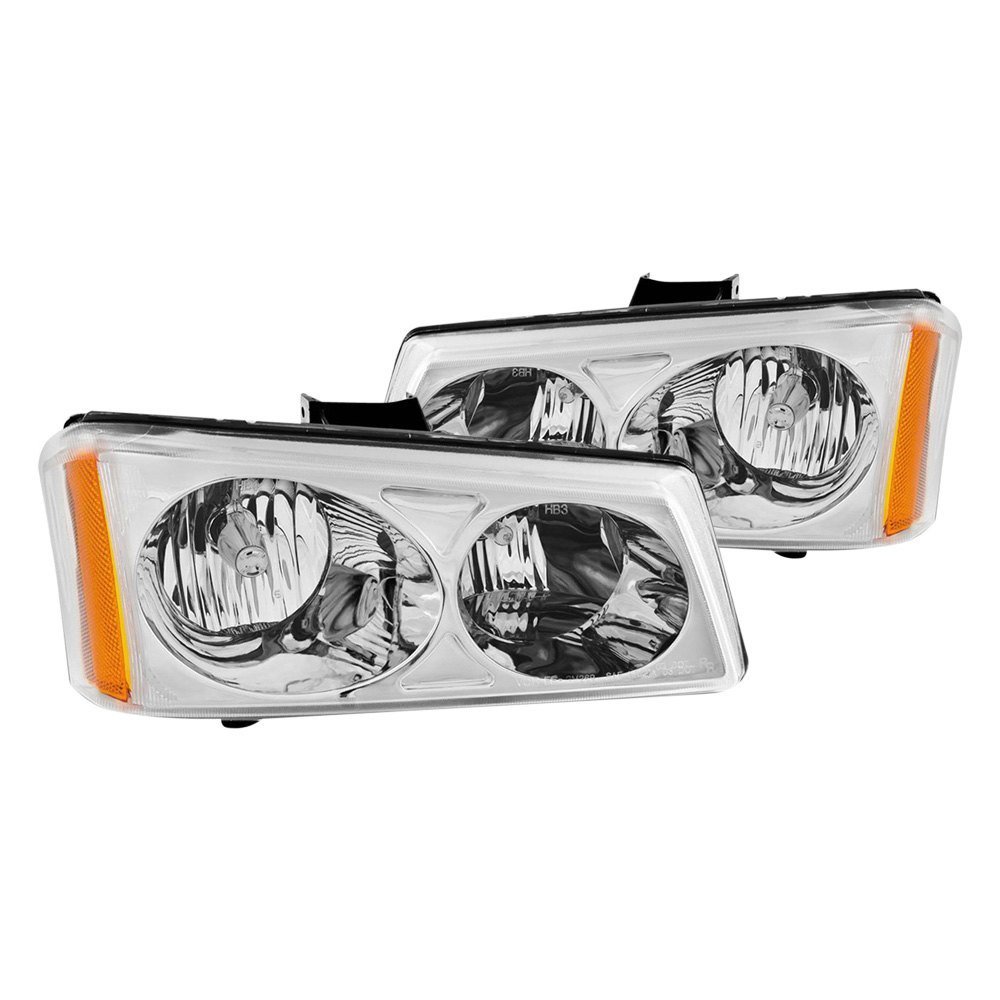 Fits CHEVY SILVERADO / AVALANCHE 03-06 CRYSTAL HEADLIGHTS CHROME