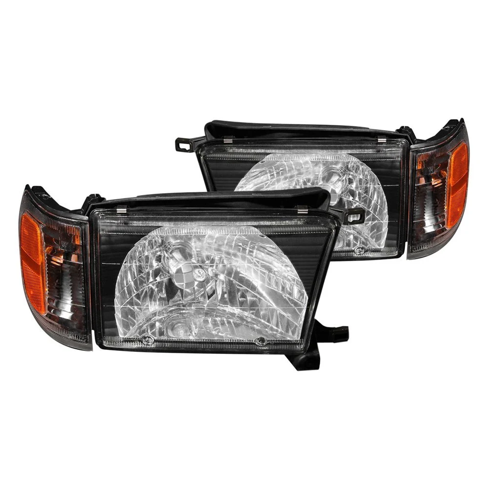 Fits TOYOTA 4RUNNER 99-02 CRYSTAL HEADLIGHTS BLACK W/ CORNER LIGHT 2PC