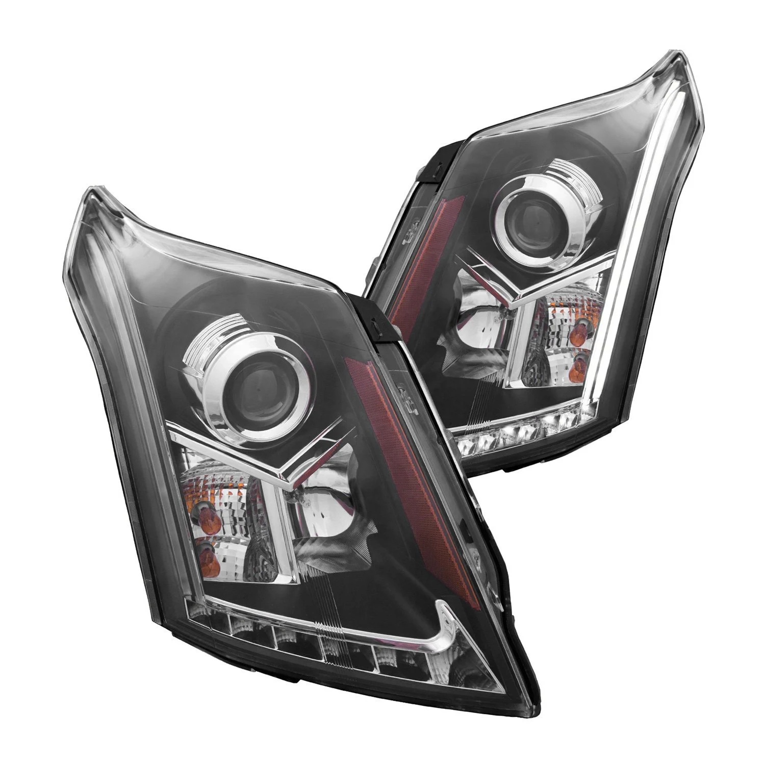 Fits CADILLAC SRX 10-16 PROJECTOR PLANK STYLE HEADLIGHTS BLACK