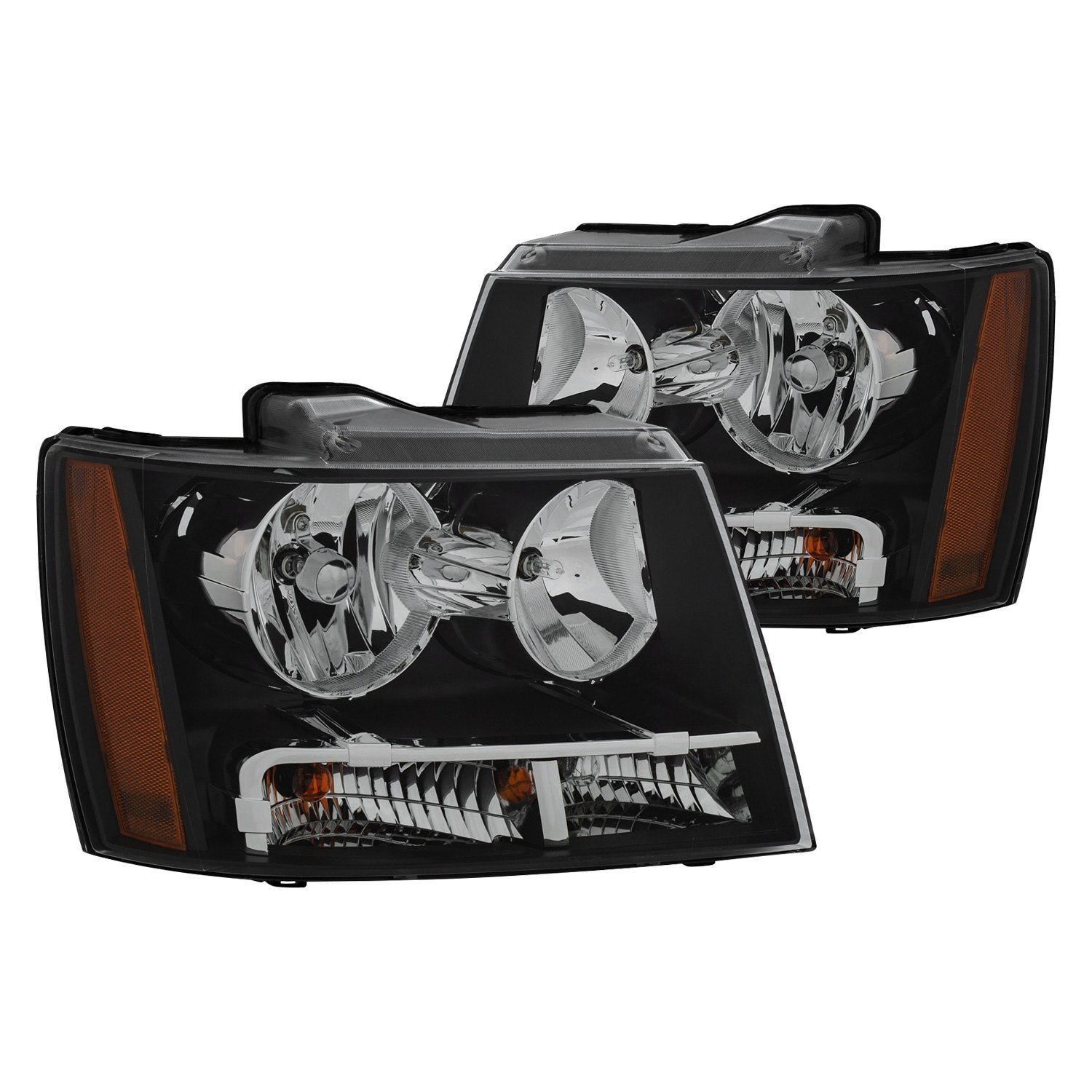 Fits CHEVY TAHOE/ SUBURBAN 07-14 / AVALANCHE 07-13 CRYSTAL HEADLIGHTS BLACK