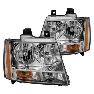 Fits CHEVY TAHOE/ SUBURBAN 07-14 / AVALANCHE 07-13 CRYSTAL HEADLIGHTS CHROME (OE REPLACEMENT)