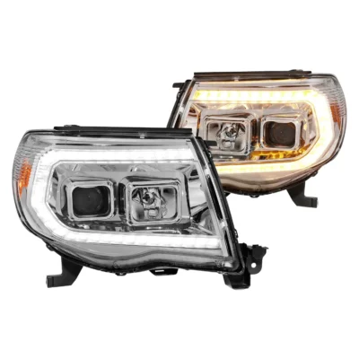 Fits TOYOTA TACOMA 05-11 PROJECTOR LED PLANK STYLE HEADLIGHTS CHROME W/ SEQUENTIAL SIGNAL