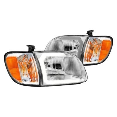 Fits TOYOTA TUNDRA 00-04 CRYSTAL PLANK STYLE HEADLIGHTS CHROME W/ CORNER LIGHTS 2PCS