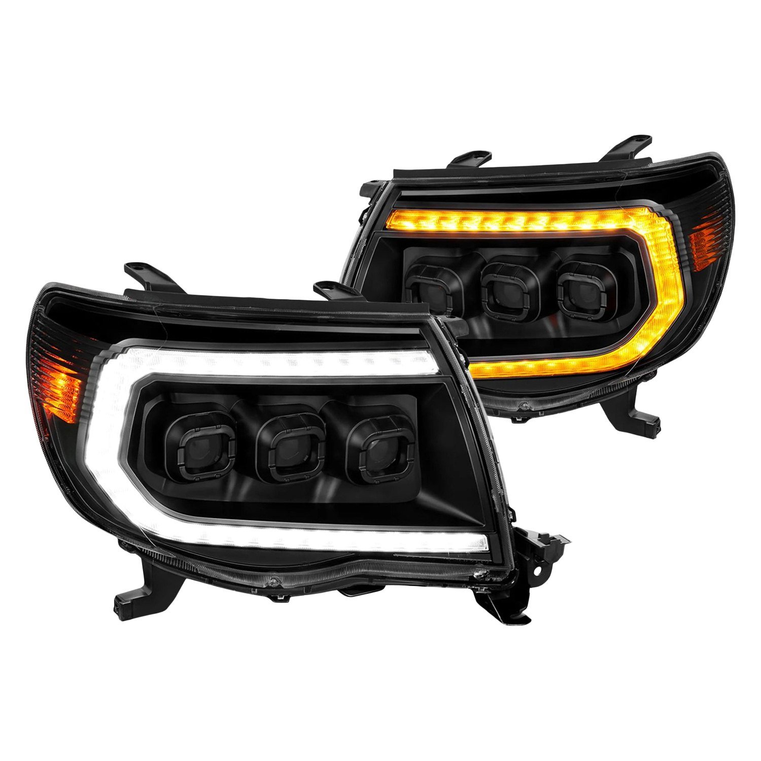 Fits TOYOTA TACOMA 05-11 FULL LED PROJECTOR HEADLIGHTS BLACK W/ INITIATION FEATURE & SEQUENTIAL SIGNAL