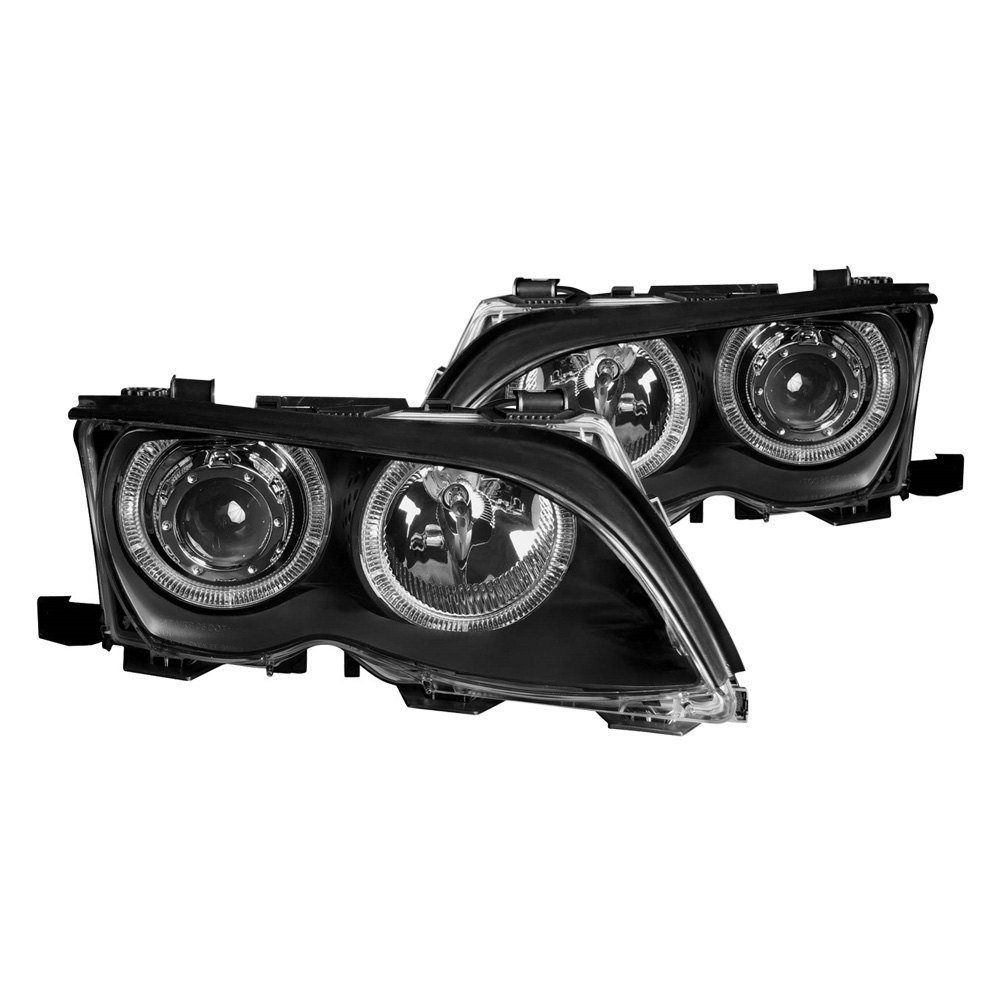 Fits BMW 3 SERIES E46 02-05 4DR PROJECTOR HALO HEADLIGHTS BLACK