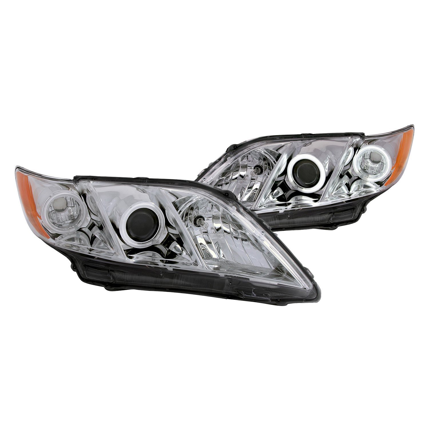 Fits TOYOTA CAMRY 07-09 PROJECTOR HEADLIGHTS CHROME W/ RX HALO