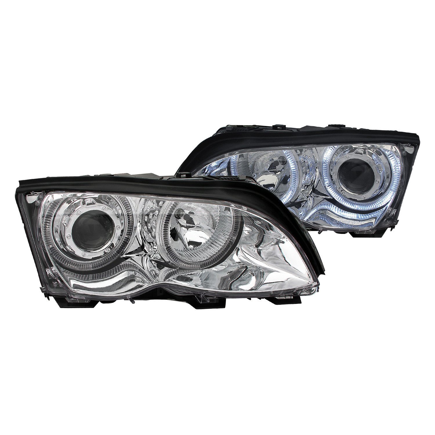 Fits BMW 3 SERIES E46 02-05 4DR PROJECTOR HALO HEADLIGHTS CHROME