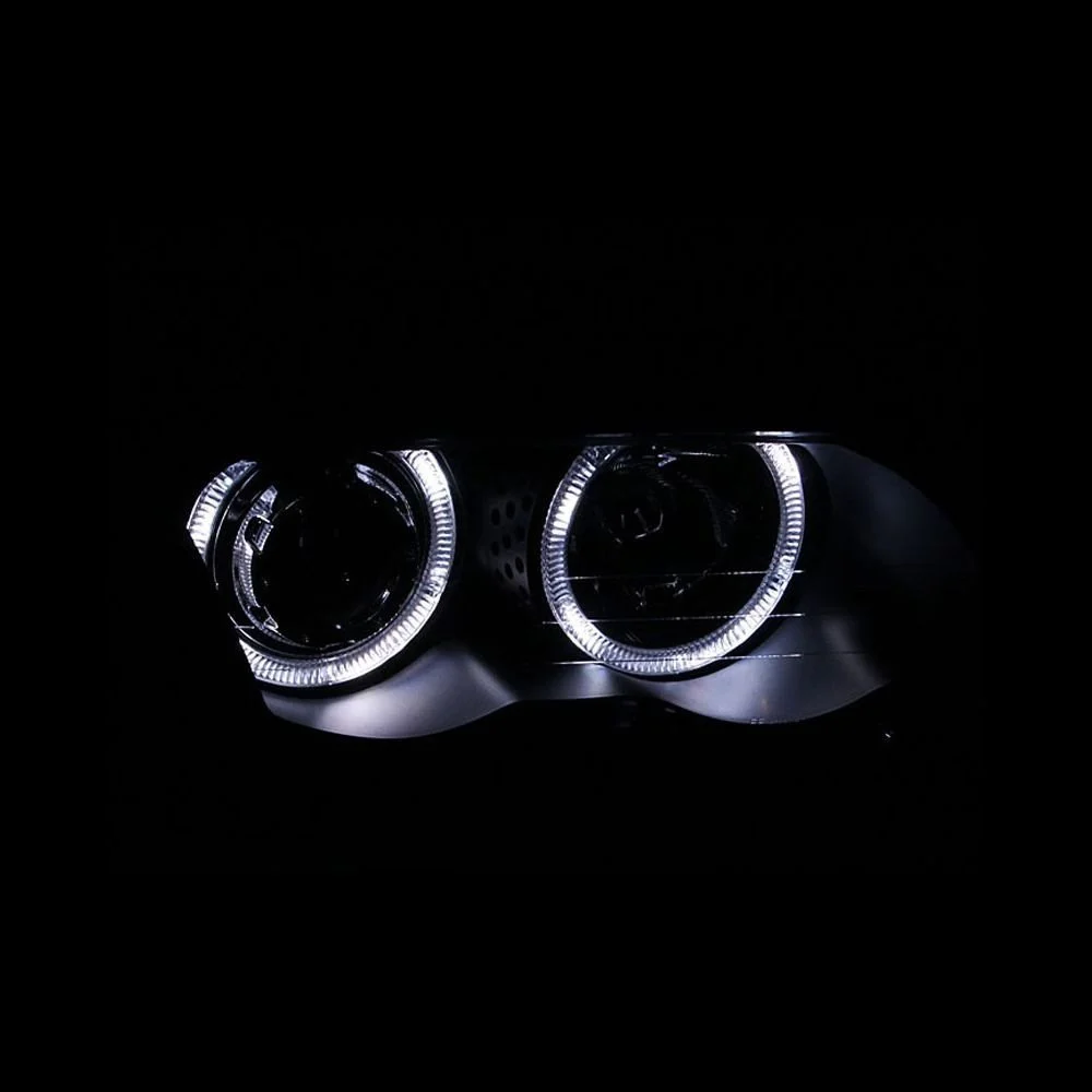 Fits BMW 3 SERIES E46 99-01 4DR PROJECTOR HALO HEADLIGHTS BLACK W/ CORNER LIGHT 2PC - Image 2