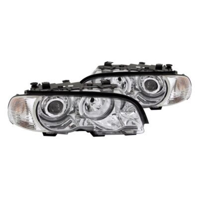 Fits BMW 3 SERIES E46 2DR 00-03 / M3 01-04 PROJECTOR HALO HEADLIGHTS CHROME W/ CORNER LIGHTS 2PC