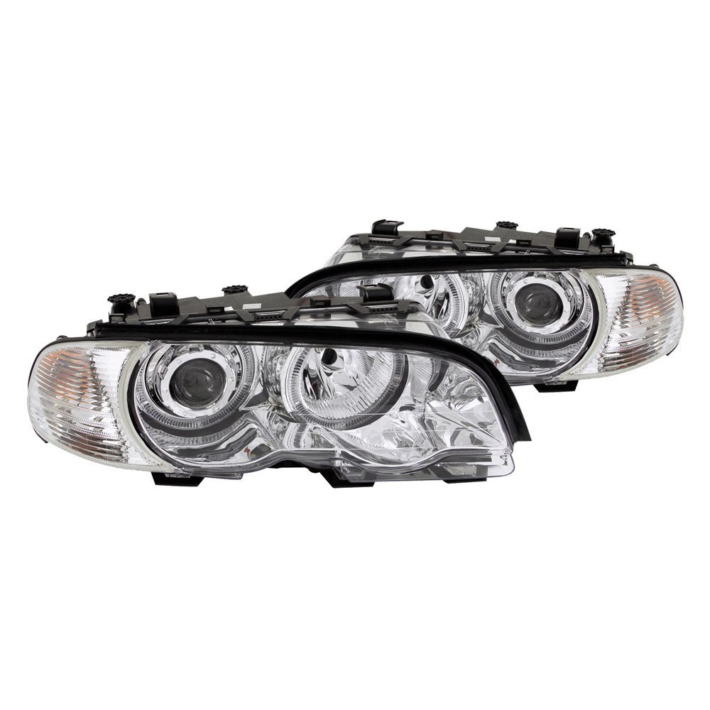 Fits BMW 3 SERIES E46 2DR 00-03 / M3 01-04 PROJECTOR HALO HEADLIGHTS CHROME W/ CORNER LIGHTS 2PC