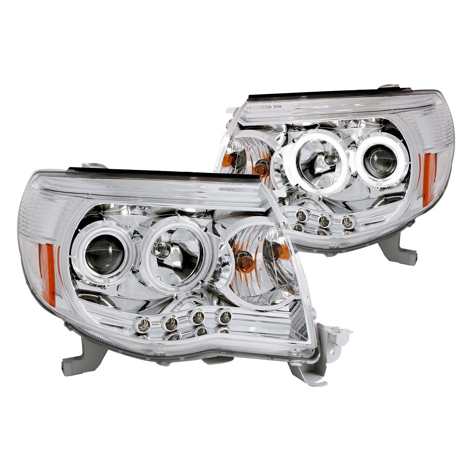 Fits TOYOTA TACOMA 05-11 PROJECTOR HEADLIGHTS CHROME CLEAR W/ RX HALO