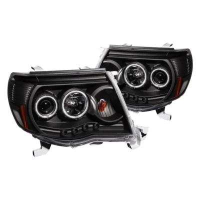 Fits TOYOTA TACOMA 05-11 PROJECTOR HEADLIGHTS BLACK CLEAR W/ RX HALO