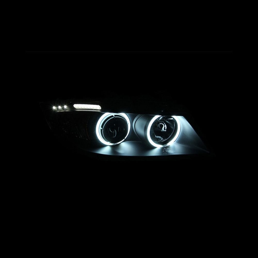 Fits BMW 3 SERIES E90/E91 06-08 PROJECTOR HALO HEADLIGHTS BLACK W/ RX HALO AND LED BAR - Image 2