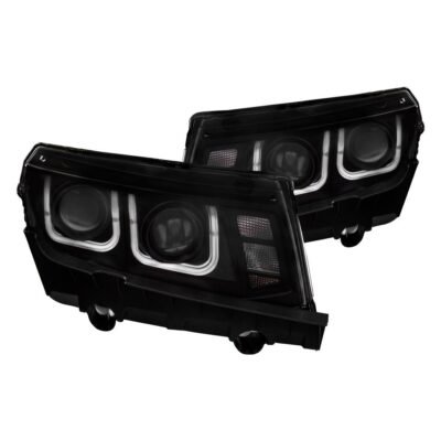 Fits CHEVY CAMARO 14-15 PROJECTOR U-BAR HEADLIGHTS BLACK