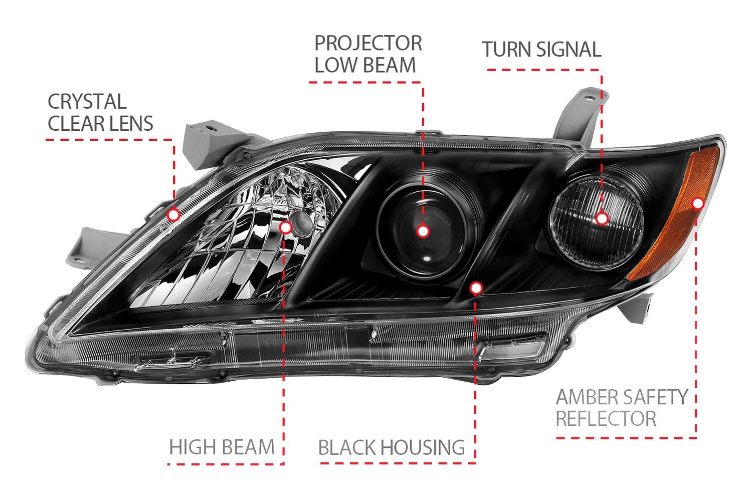 Fits TOYOTA CAMRY 07-09 PROJECTOR HEADLIGHTS BLACK - Image 3
