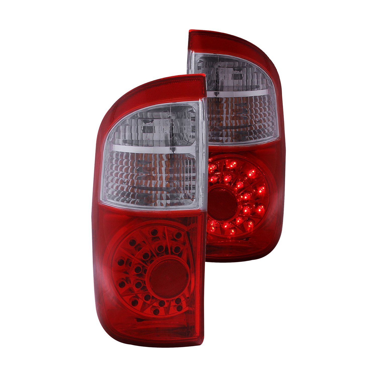 Fits TOYOTA TUNDRA 00-06 LED TAIL LIGHTS CHROME RED/CLEAR LENS