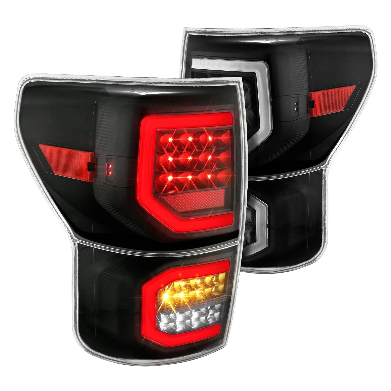Fits TOYOTA TUNDRA 07-13 LED TAIL LIGHTS PLANK STYLE BLACK CLEAR LENS