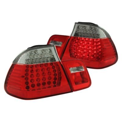 Fits BMW 3 SERIES E46 99-01 4DR LED TAIL LIGHTS RED/CLEAR LENS 2PC