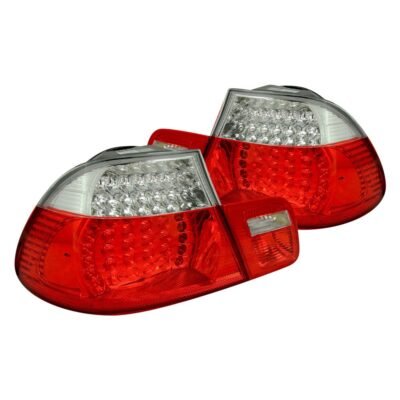 Fits BMW 3 SERIES E46 00-03 2DR LED TAIL LIGHTS RED/CLEAR LENS 2PC