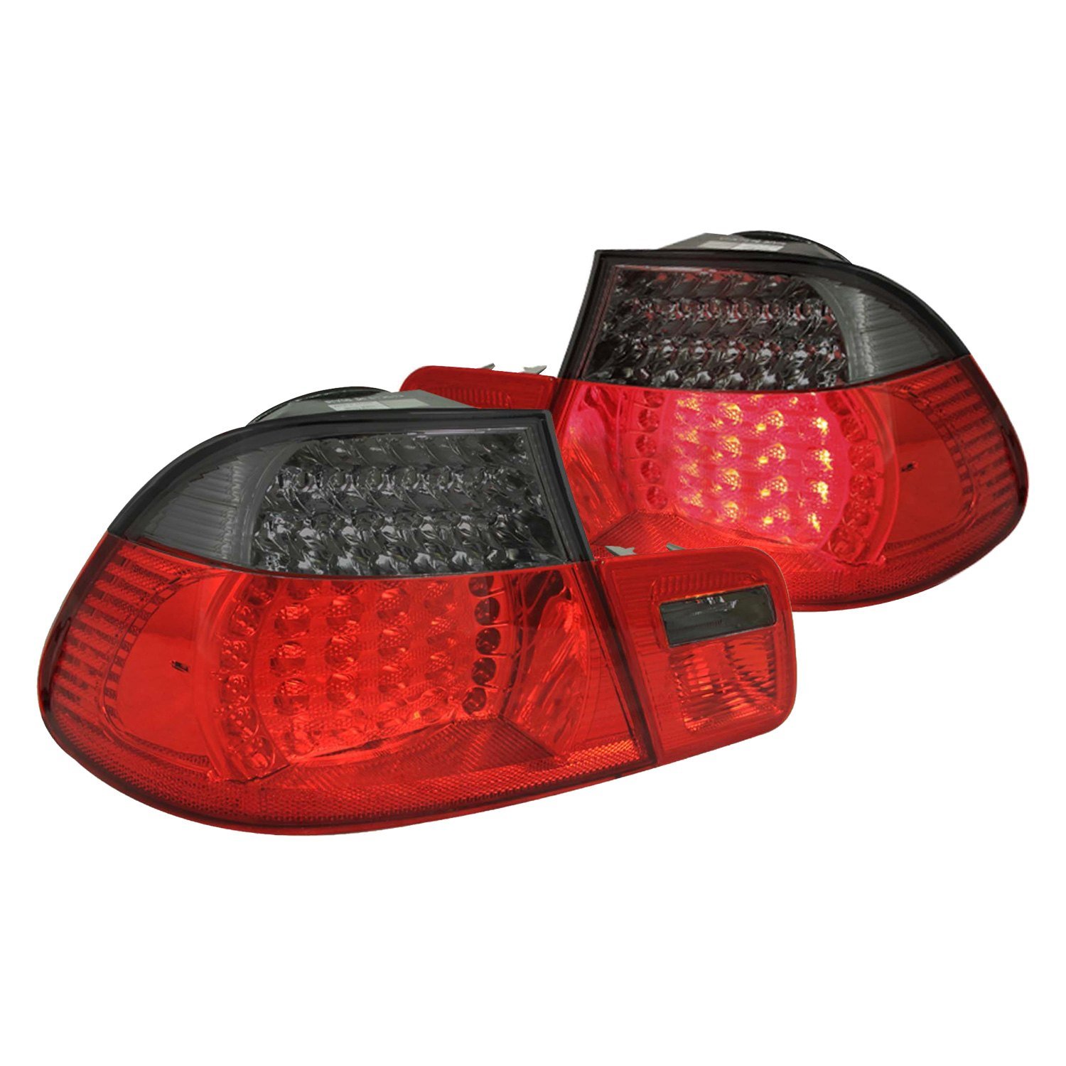 Fits BMW 3 SERIES E46 99-01 2DR LED TAIL LIGHTS RED/SMOKE LENS 2PC