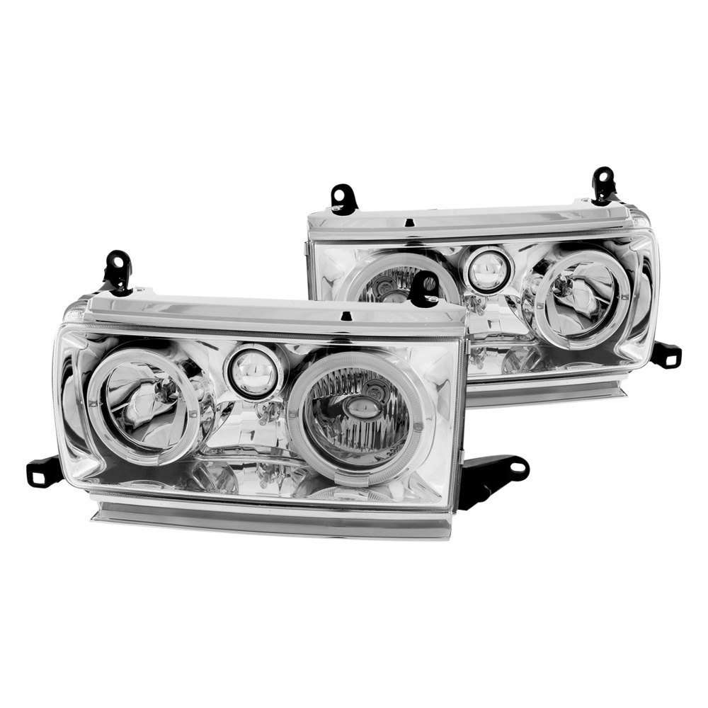Fits TOYOTA LAND CRUISER FJ82 91-94 CRYSTAL HALO HEADLIGHTS CHROME