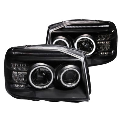 Fits NISSAN FRONTIER 01-04 PROJECTOR HALO HEADLIGHTS BLACK W/ LED SIGNAL & RX HALO