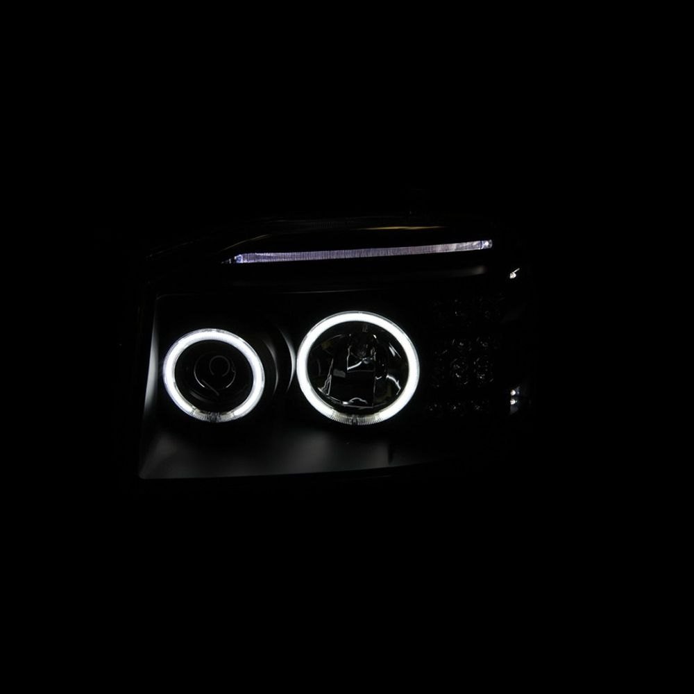 Fits NISSAN FRONTIER 01-04 PROJECTOR HALO HEADLIGHTS BLACK W/ LED SIGNAL & RX HALO - Image 2