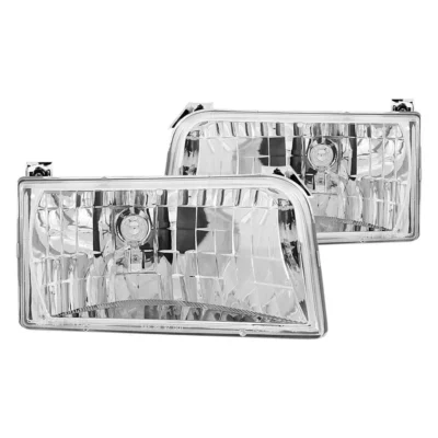 Fits FORD F-150/BRONCO 92-96 / F-250/350 92-98 CRYSTAL HEADLIGHTS CHROME