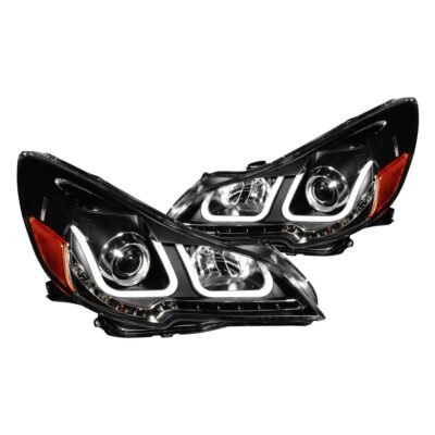 Fits SUBARU OUTBACK/ LEGACY 10-12 PROJECTOR U-BAR HEADLIGHTS BLACK W/ LED SIGNAL