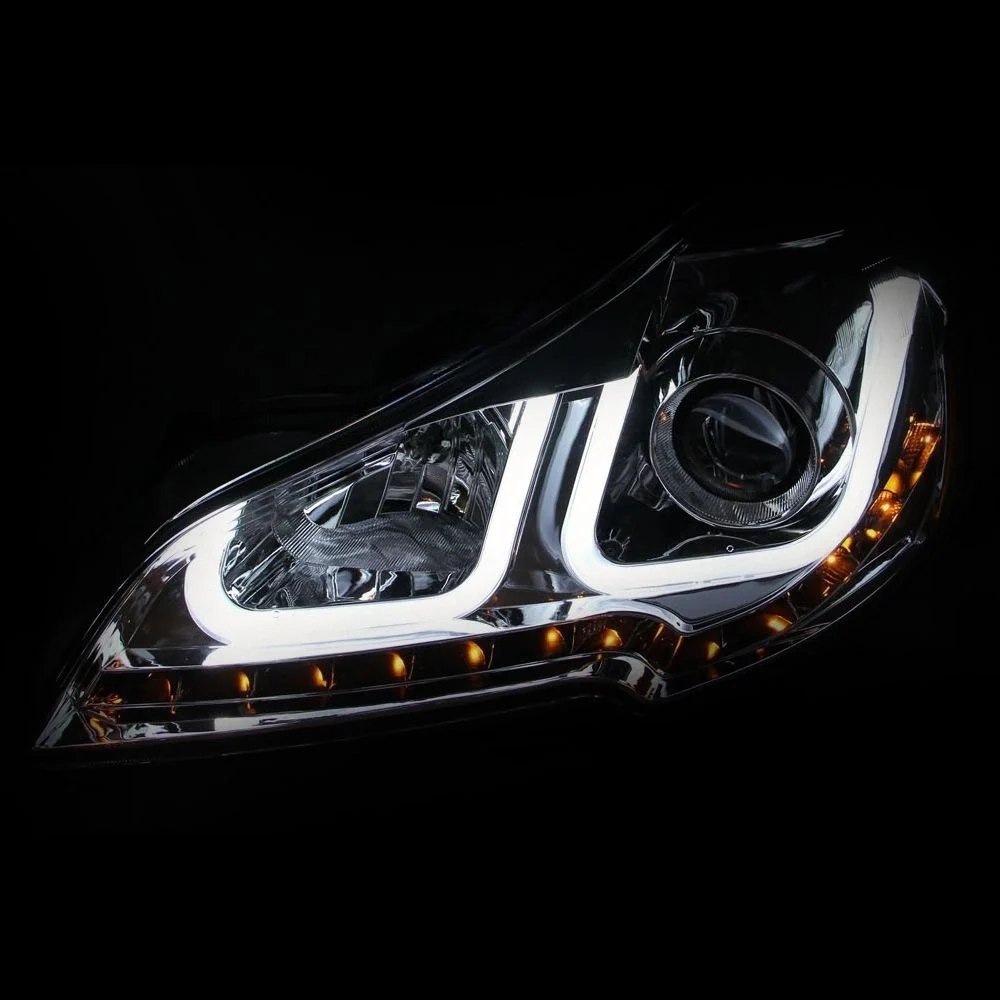 Fits SUBARU OUTBACK/ LEGACY 10-12 PROJECTOR U-BAR HEADLIGHTS BLACK W/ LED SIGNAL - Image 2