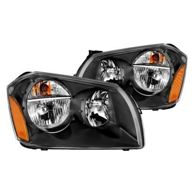 Fits DODGE MAGNUM 05-07 CRYSTAL HEADLIGHT BLACK