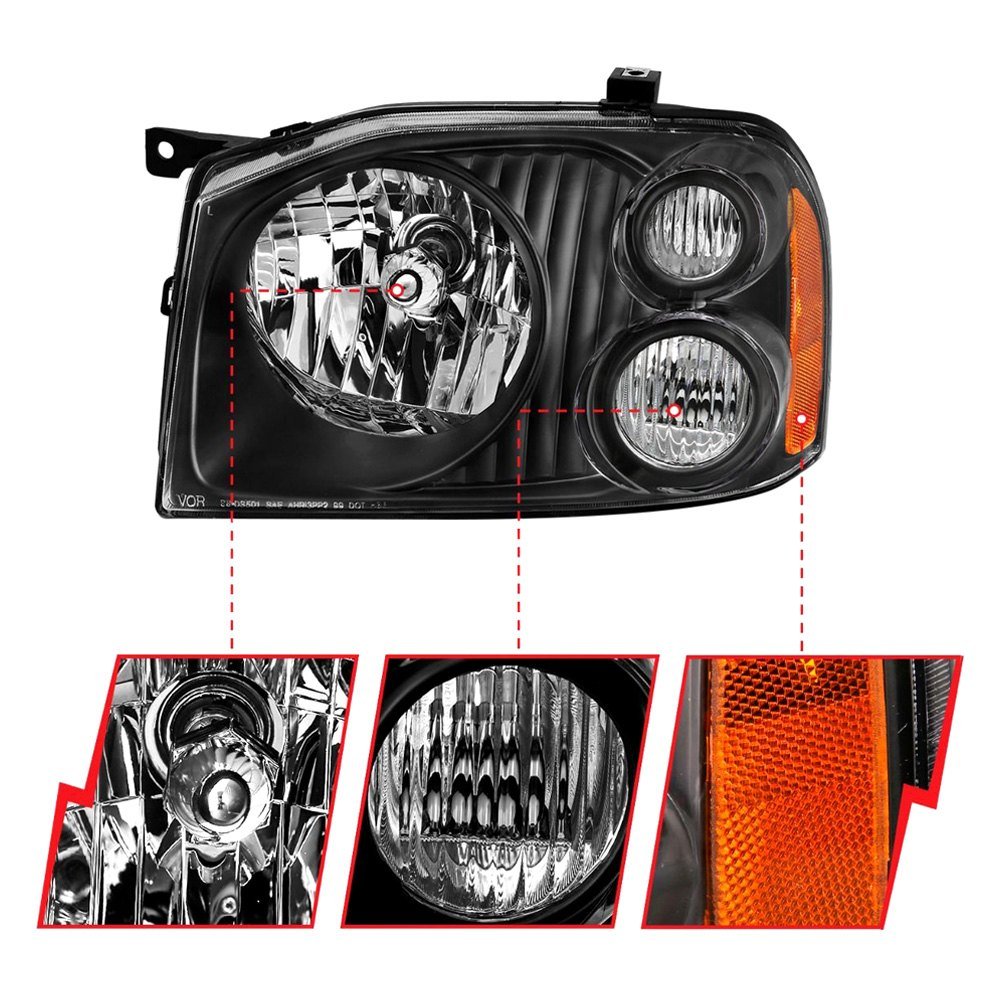 Fits NISSAN FRONTIER 01-04 CRYSTAL HEADLIGHT BLACK - Image 3