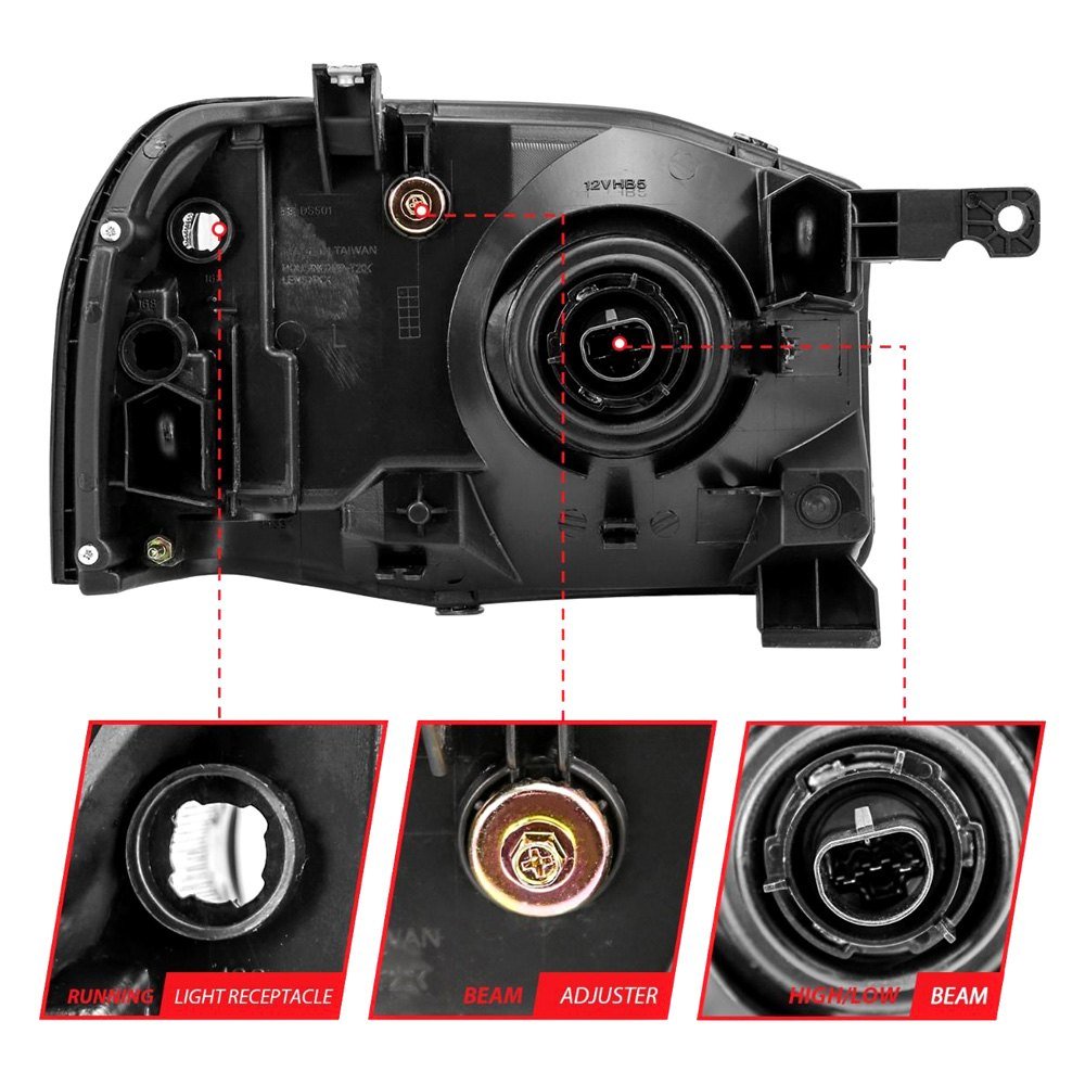 Fits NISSAN FRONTIER 01-04 CRYSTAL HEADLIGHT BLACK - Image 4