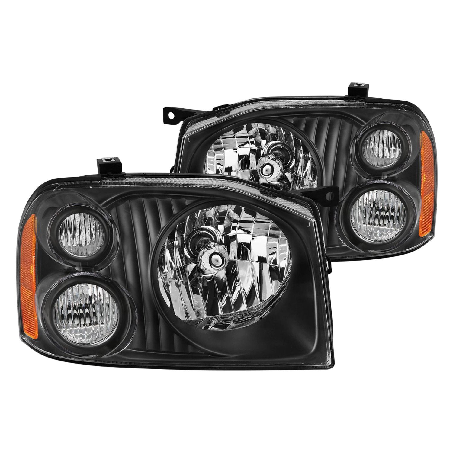 Fits NISSAN FRONTIER 01-04 CRYSTAL HEADLIGHT BLACK